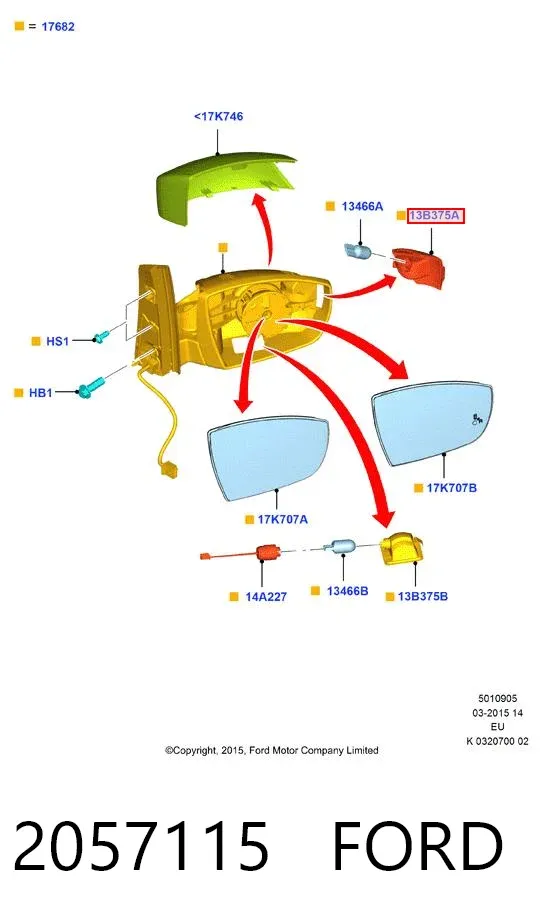 Kierunkowskaz lusterka lewy 2057115 Ford