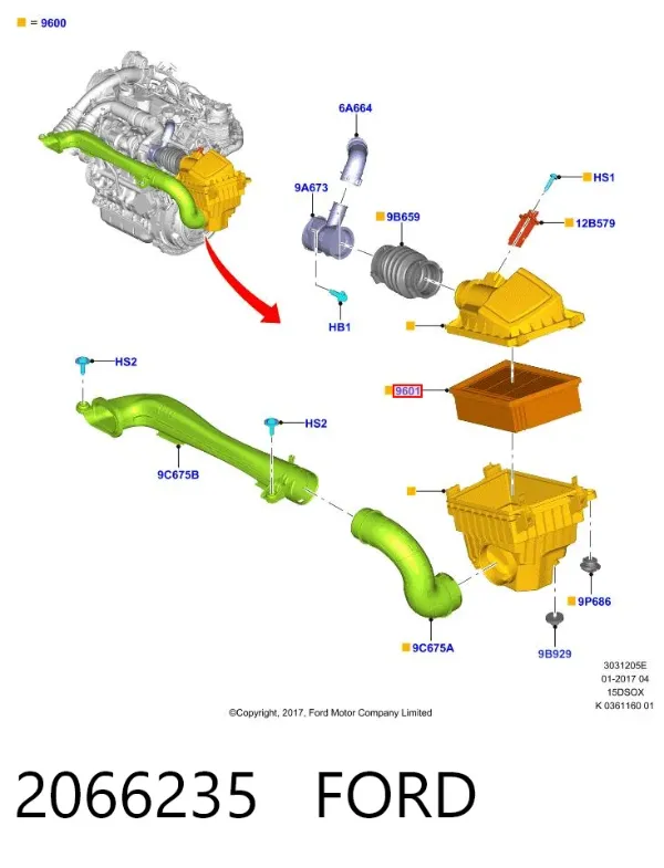 Filtr powietrza 2066235 Ford