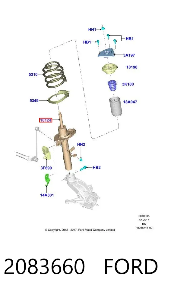 Amortyzator przedni lewy 2083660 Ford