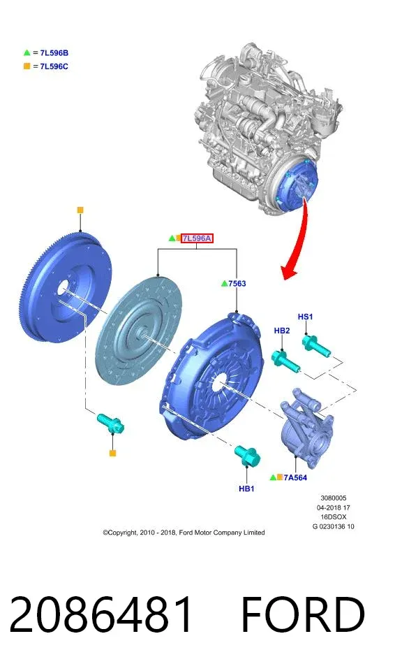 Zestaw sprzęgła (3 części) 2086481 Ford
