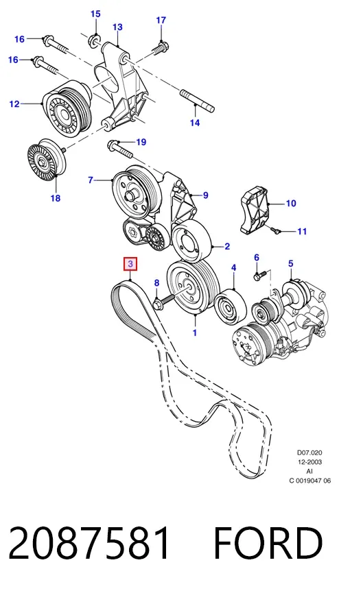 Pas napędowy mechanizmów 2087581 Ford