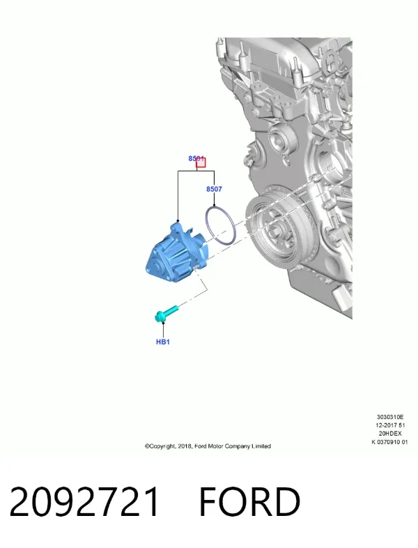 Pompa chłodząca wodna 2092721 Ford