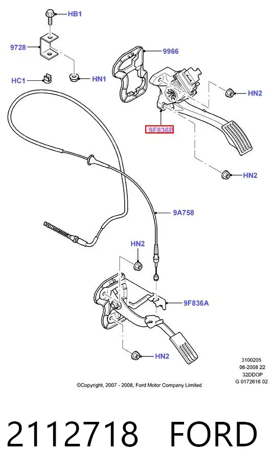 Pedał przyspieszenia (gazu) 2112718 Ford