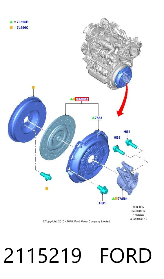 Zestaw sprzęgła (3 części) 2115219 Ford