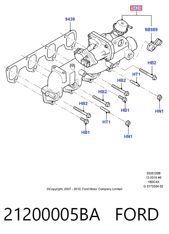 Kolektor ssący 21200005BA Ford