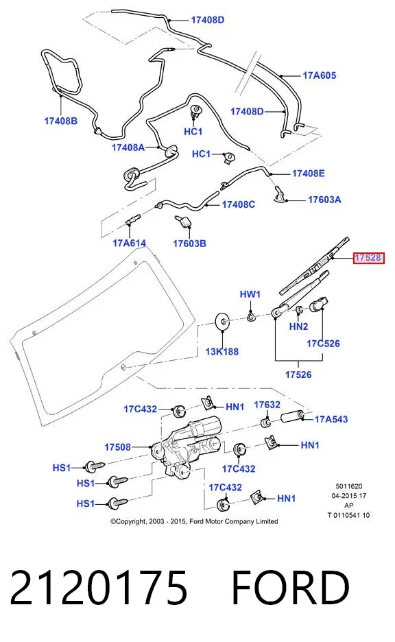 Pióro wycieraczki szyby tylnej 2120175 Ford
