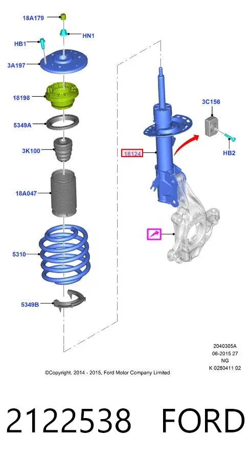 Amortyzator przedni lewy 2122538 Ford