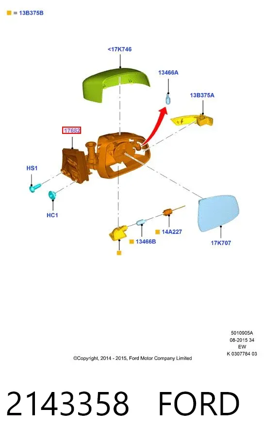 Lusterko wsteczne lewe 2143358 Ford