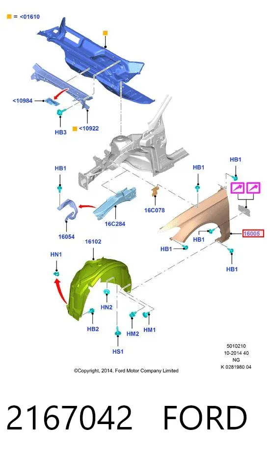 Błotnik przedni prawy 2167042 Ford
