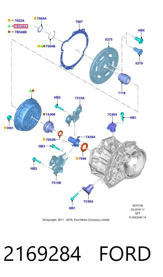 Zestaw sprzęgła (3 części) 2169284 Ford
