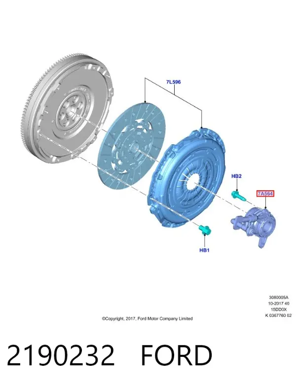 Cylinder roboczy sprzęgła (wysprzęglik) w komplecie z łożyskiem wyciskowym 2190232 Ford