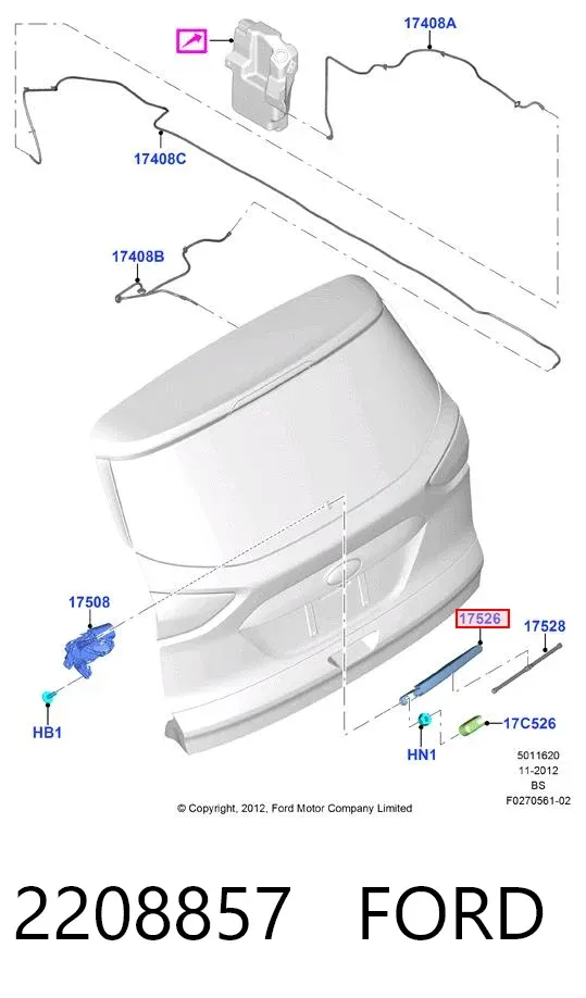 Ramię wycieraczki szyby tylnej 2208857 Ford