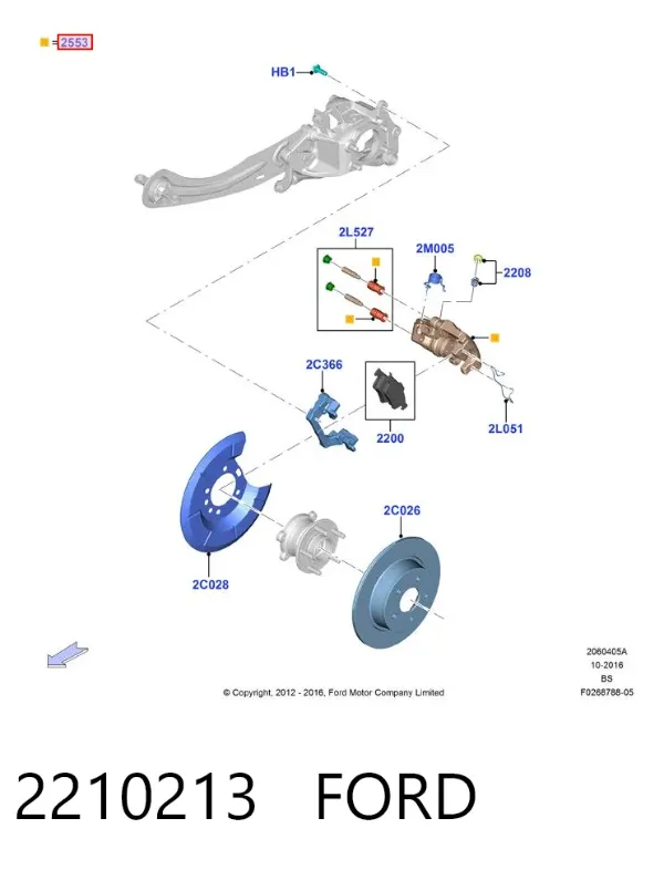 Zacisk hamulcowy tylny prawy 2210213 Ford