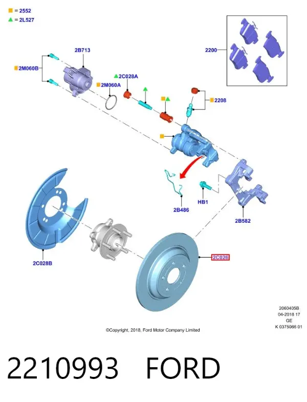 Tarcza hamulcowa tylna 2210993 Ford
