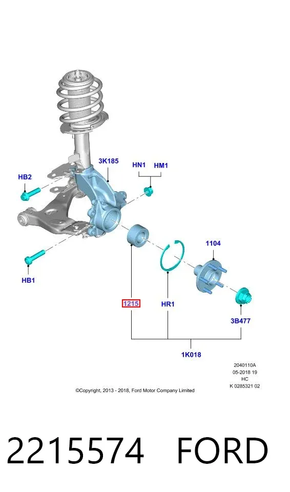 Łożysko piasty przedniej 2215574 Ford