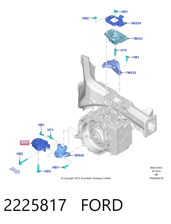 Poduszka (podpora) silnika tylna 2225817 Ford
