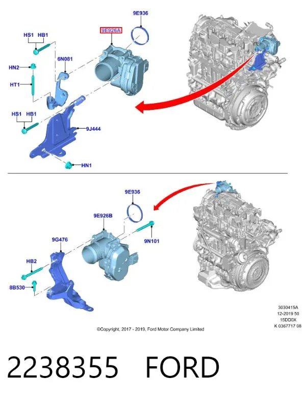 Przepustnica, komplet 2238355 Ford