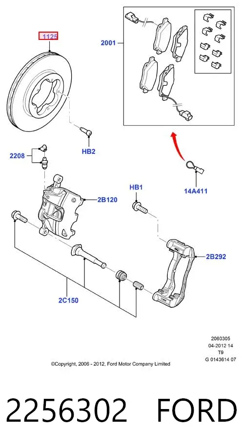 Tarcza hamulcowa przednia 2256302 Ford