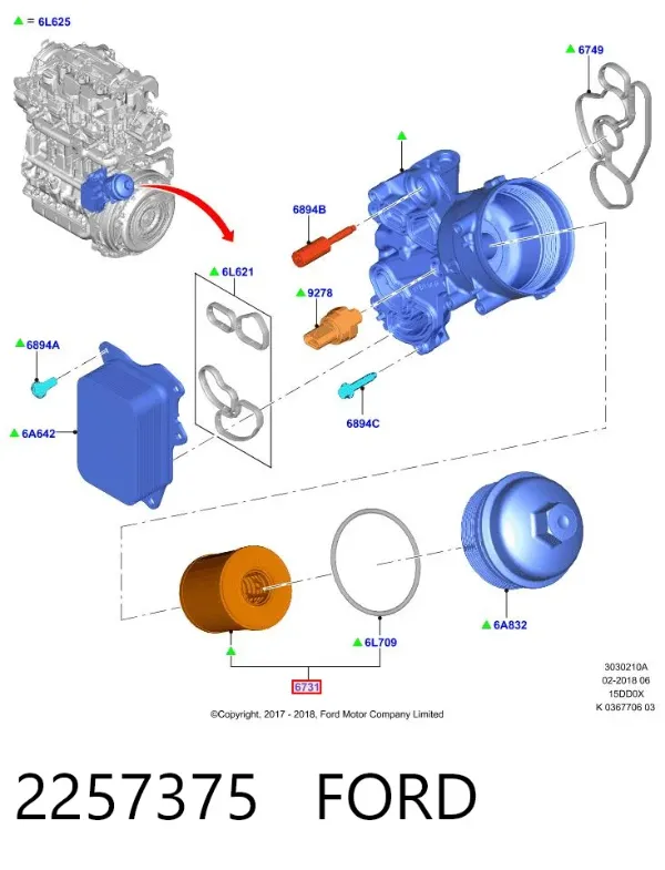 Filtr oleju 2257375 Ford
