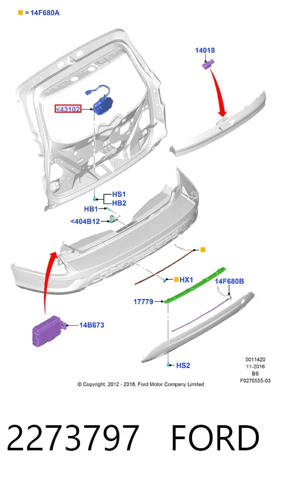 Zamek klapy bagażnika (3/5 drzwi tylnych) 2273797 Ford