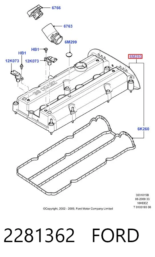Pokrywa zaworowa 2281362 Ford