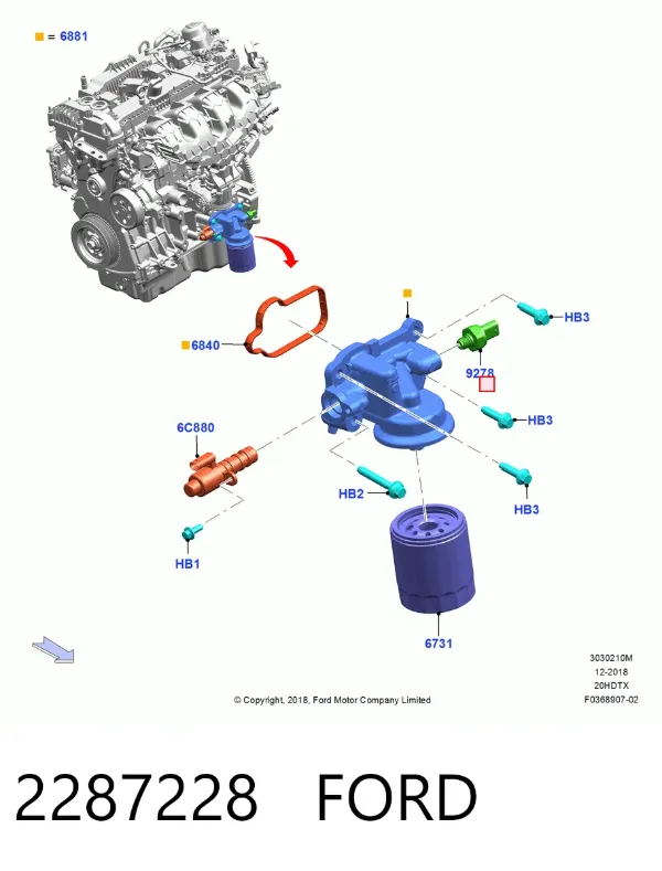 Czujnik ciśnienia oleju 2287228 Ford