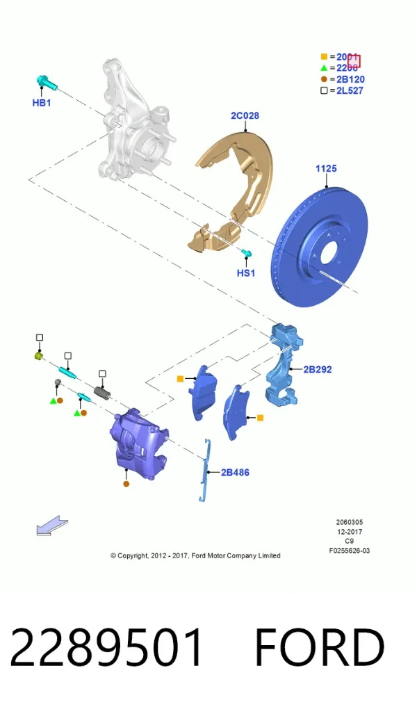Klocki hamulcowe przednie tarczowe 2289501 Ford