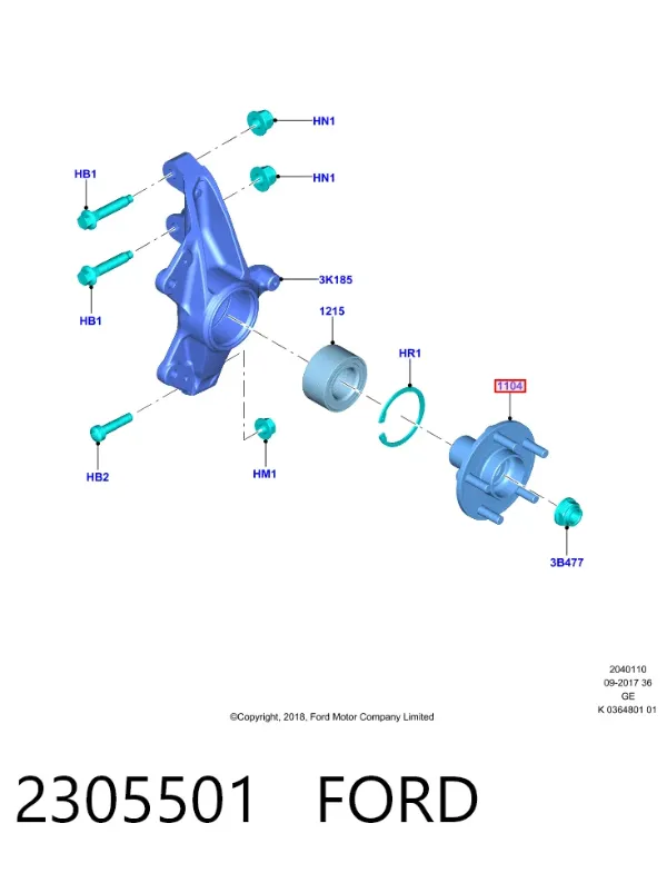 Piasta przednia 2305501 Ford