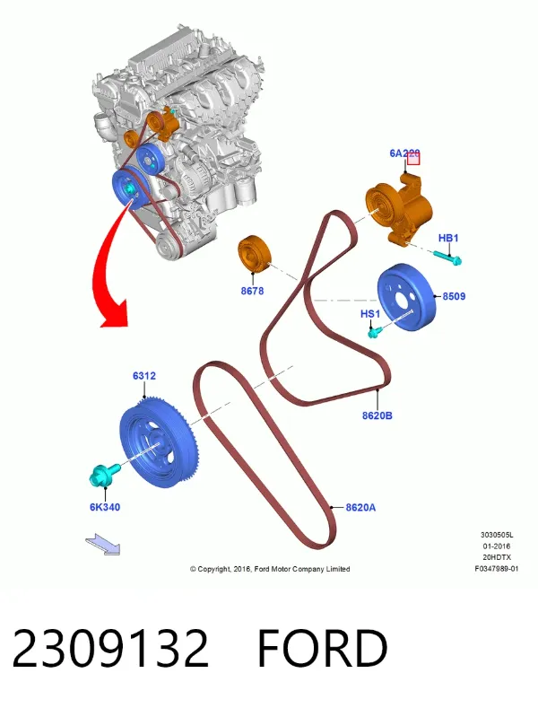 Napinacz paska napędowego 2309132 Ford