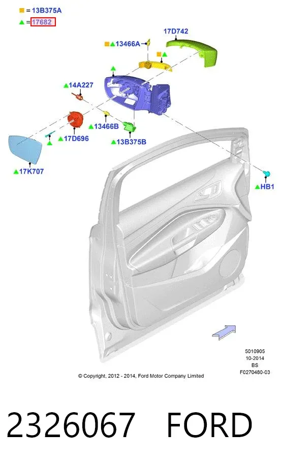 Lusterko wsteczne prawe 2326067 Ford