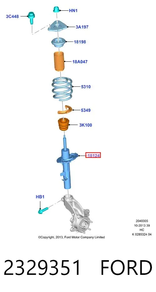 Amortyzator przedni lewy 2329351 Ford