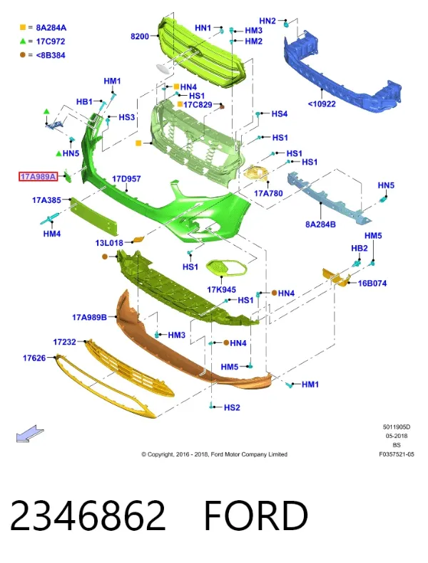 Zaślepka haku holowniczego zderzaka przednia 2346862 Ford