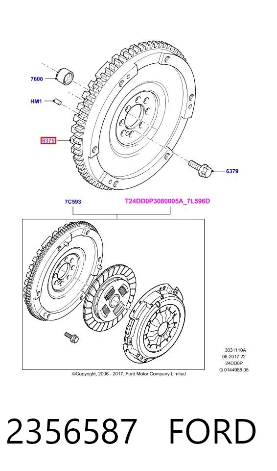 Koło zamachowe silnika 2356587 Ford
