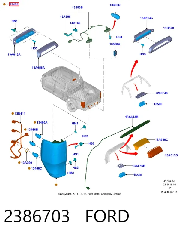 Lampa zespolona tylna prawa 2386703 Ford
