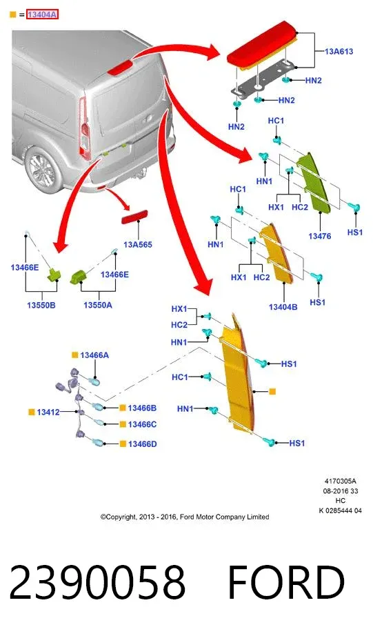 Lampa zespolona tylna prawa 2390058 Ford