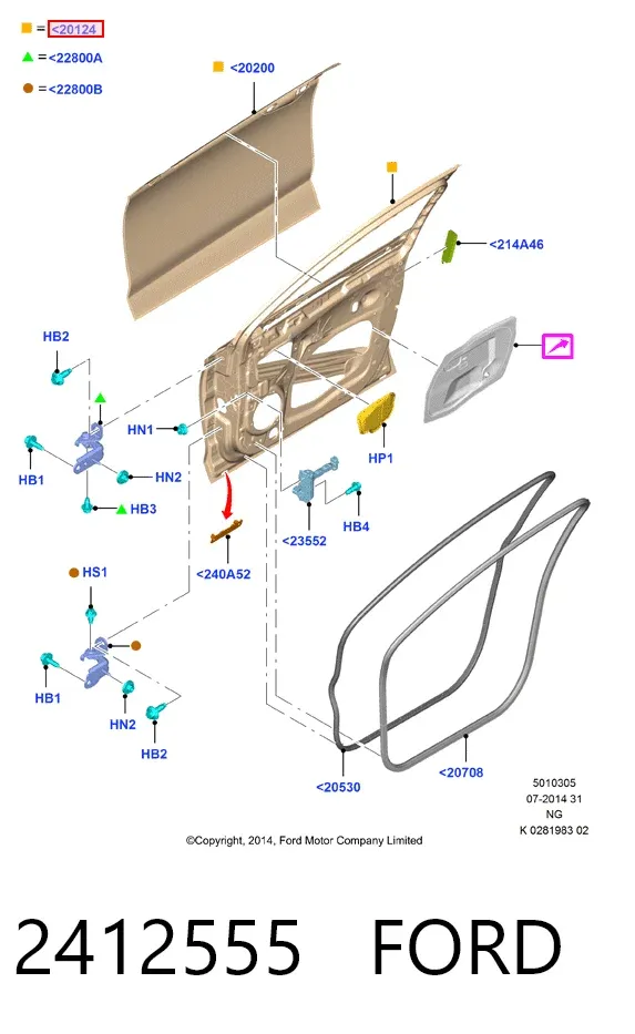 Drzwi przednie prawe 2412555 Ford