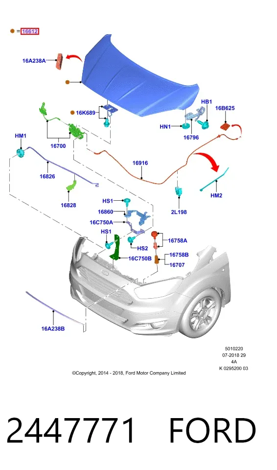 Maska silnika 2447771 Ford