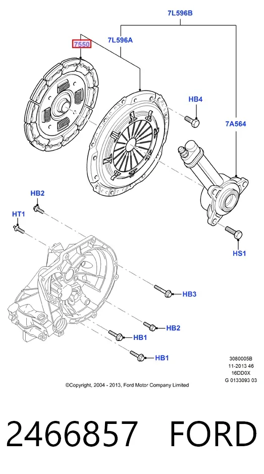 Zestaw sprzęgła (3 części) 2466857 Ford