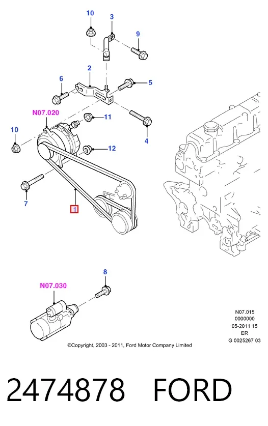 Pas napędowy mechanizmów 2474878 Ford