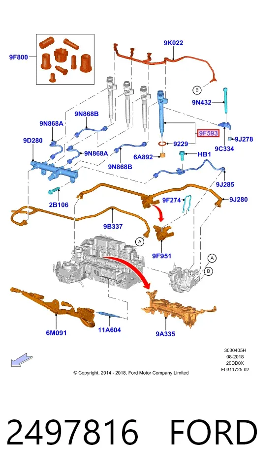 Wtryskiwacz paliwa 2497816 Ford