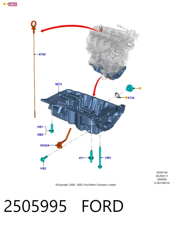 Korek miski olejowej silnika 2505995 Ford