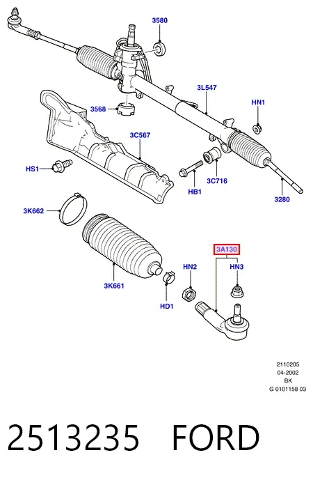 Końcówka drążka kierowniczego zewnętrzna 2513235 Ford