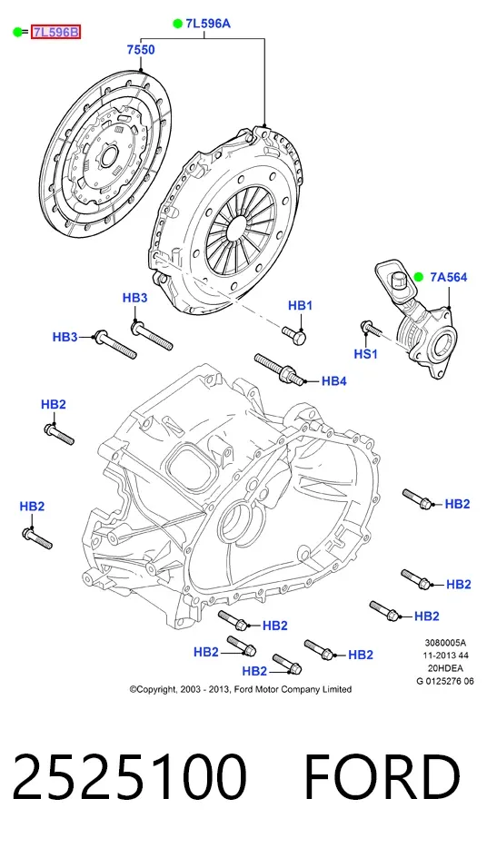 Zestaw sprzęgła (3 części) 2525100 Ford