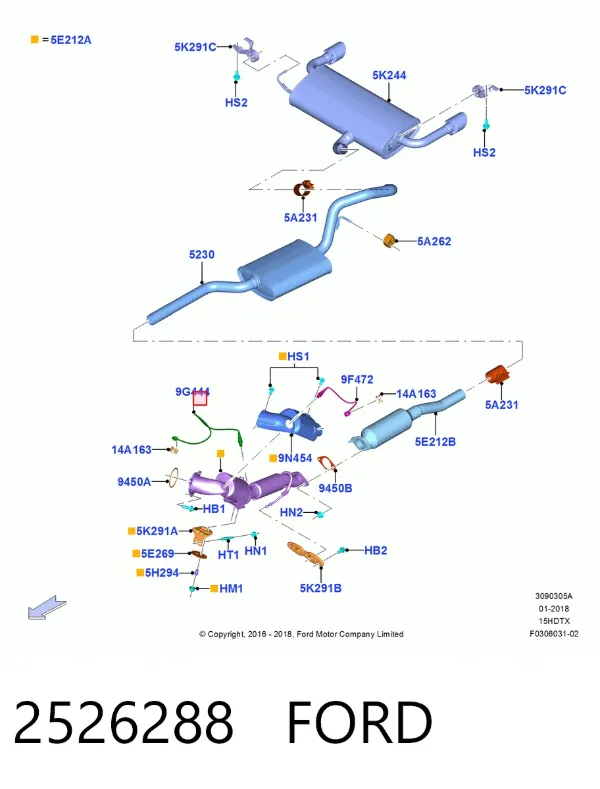 Sonda lambda, czujnik tlenu 2526288 Ford