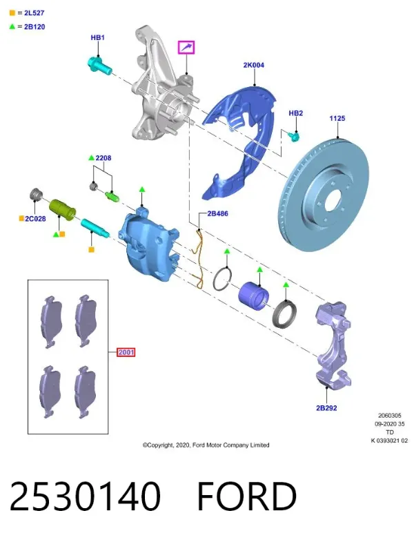 Klocki hamulcowe przednie tarczowe 2530140 Ford