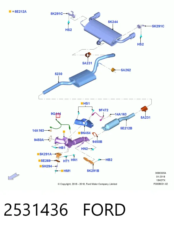 Sonda lambda, czujnik tlenu 2531436 Ford