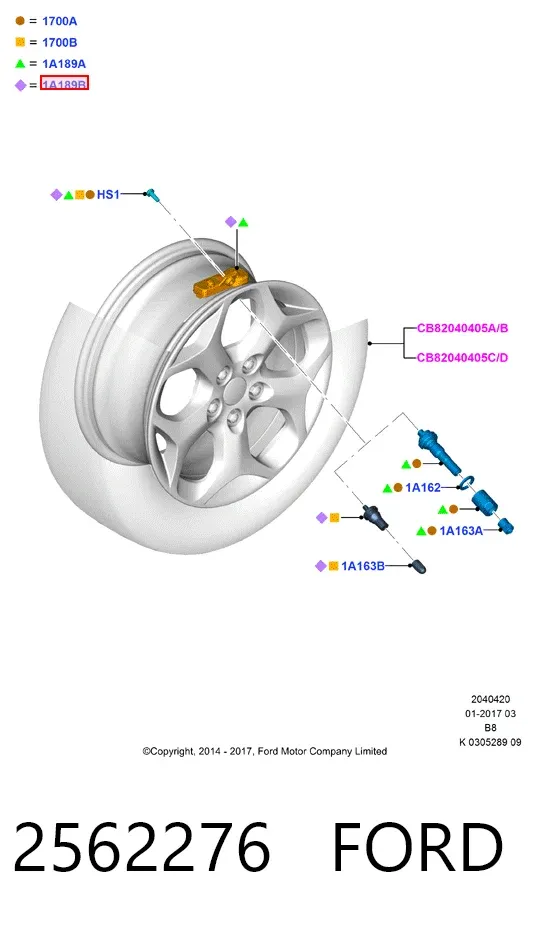 Czujnik ciśnienia w oponach 2562276 Ford
