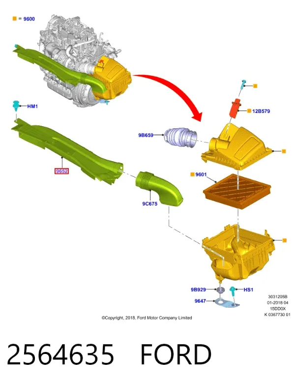 Wlot powietrza do filtra powietrza Ford Focus IV