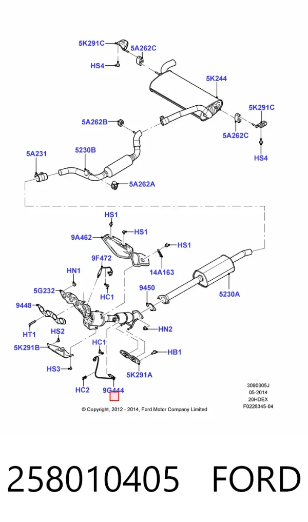 Sonda lambda czujnik tlenu po katalizatorze 258010405 Ford