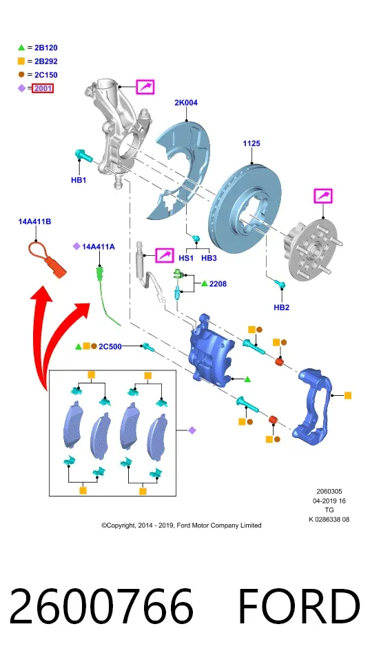 Klocki hamulcowe przednie tarczowe 2600766 Ford